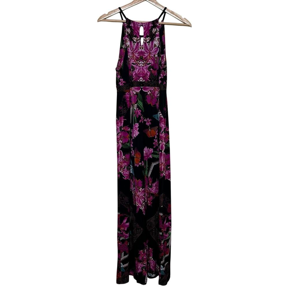 INC International Concepts Maxi Dress Halter Beaded Neck Boho Floral PM Resort - Picture 7 of 9